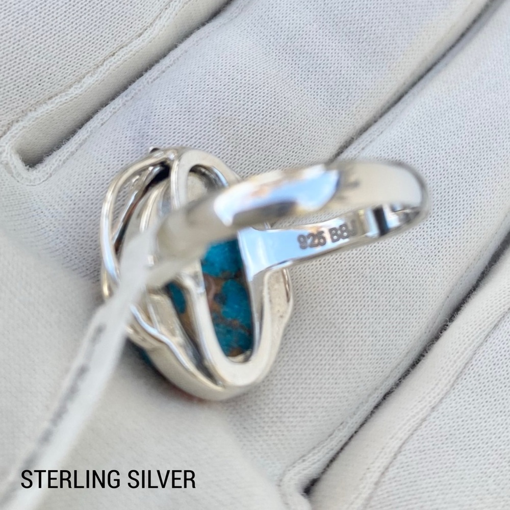 Spiny Oyster Turquoise Sterling Silver Ring Size 7 3/4 - Picture 7 of 12